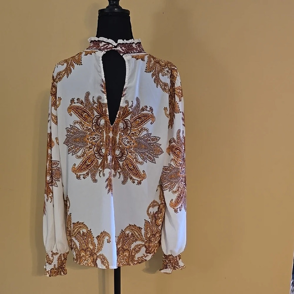 Impressions Gold and Cream Long Sleeve Blouse L - Picture 3 of 6